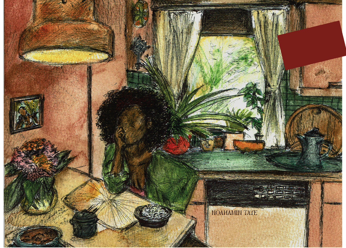 "Kitchen Reflection" postcard art print