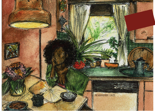 "Kitchen Reflection" postcard art print